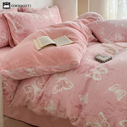 Butterfly Velvet Warm Bedding Set(4PCS) - image 4