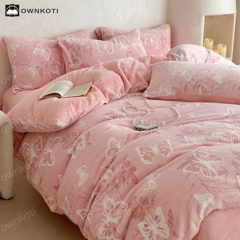 Butterfly Velvet Warm Bedding Set(4PCS) - image 3