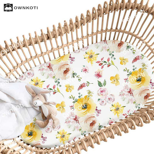 Elastic Floral Moses Basket Bassinet Sheet - Standard - image 0