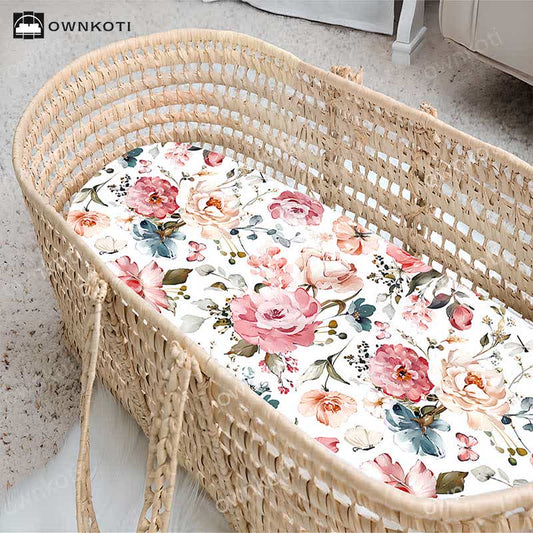 Floral Stretchy Soft Fitted Bassinet Sheets - Standard - image 0