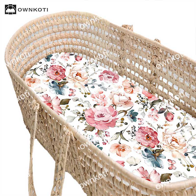Floral Stretchy Soft Fitted Bassinet Sheets - image 2