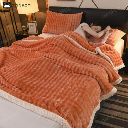 Solid Color Reversible Soft Fleece Blanket - Caramel - 2pcs Pillowcases - 19" x 29" - image 8