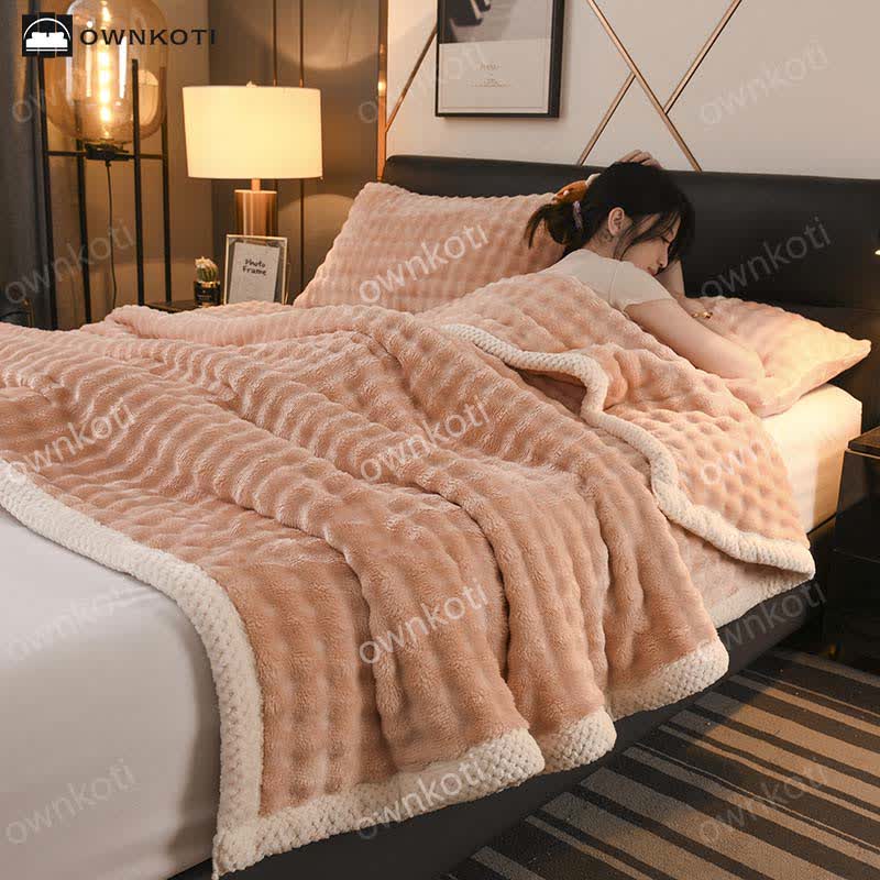 Solid Color Reversible Soft Fleece Blanket - Coral Pink - 2pcs Pillowcases - 19" x 29" - image 1