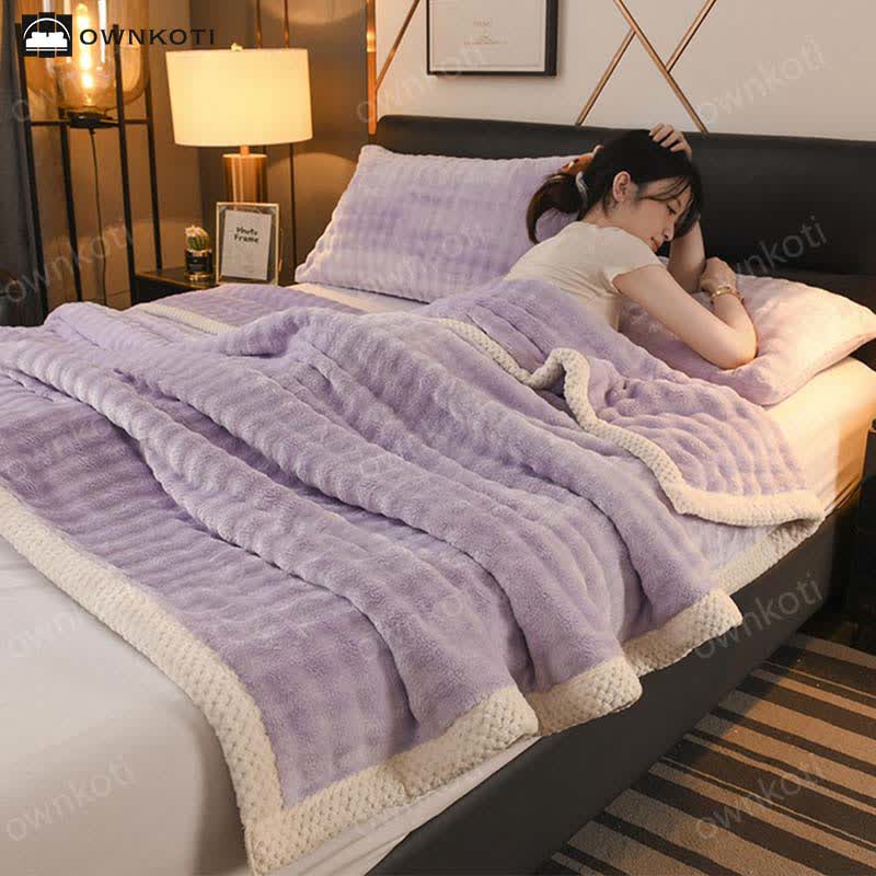 Solid Color Reversible Soft Fleece Blanket - Light Purple - 2pcs Pillowcases - 19" x 29" - image 13