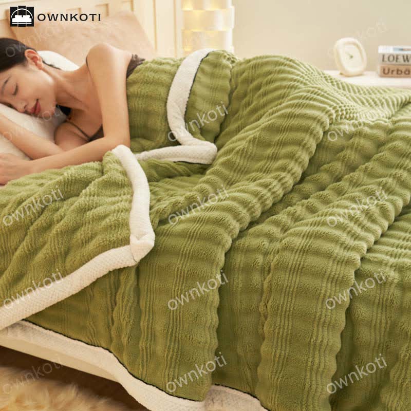 Jacquard Wave Texture Fleece Blanket - Avocado - Queen - image 15