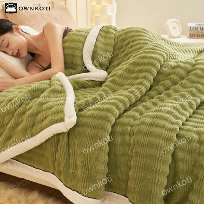 Jacquard Wave Texture Fleece Blanket - Avocado - Queen - image 15