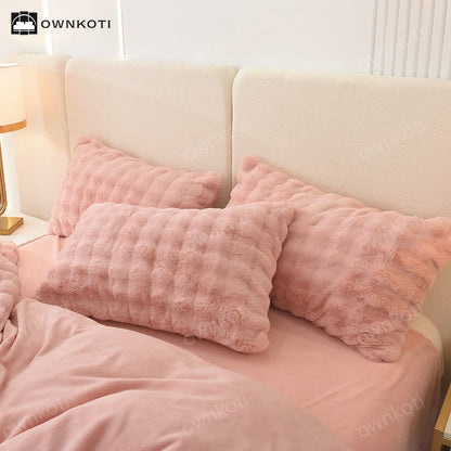 Modern Solid Color Fleece Pillowcases(2PCS) - Pink - 19" x 29" - image 3