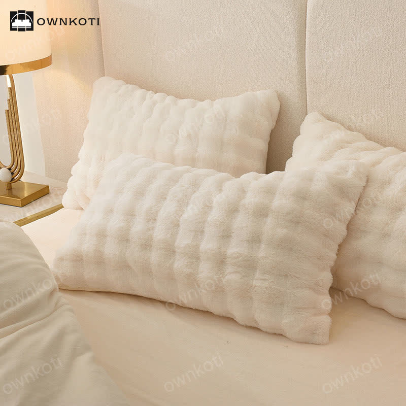 Modern Solid Color Fleece Pillowcases(2PCS) - Cheese White - 19" x 29" - image 5