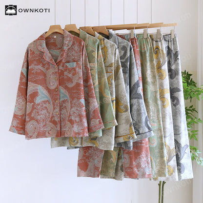 Retro Cotton Gauze Couple Pajama Set - image 0