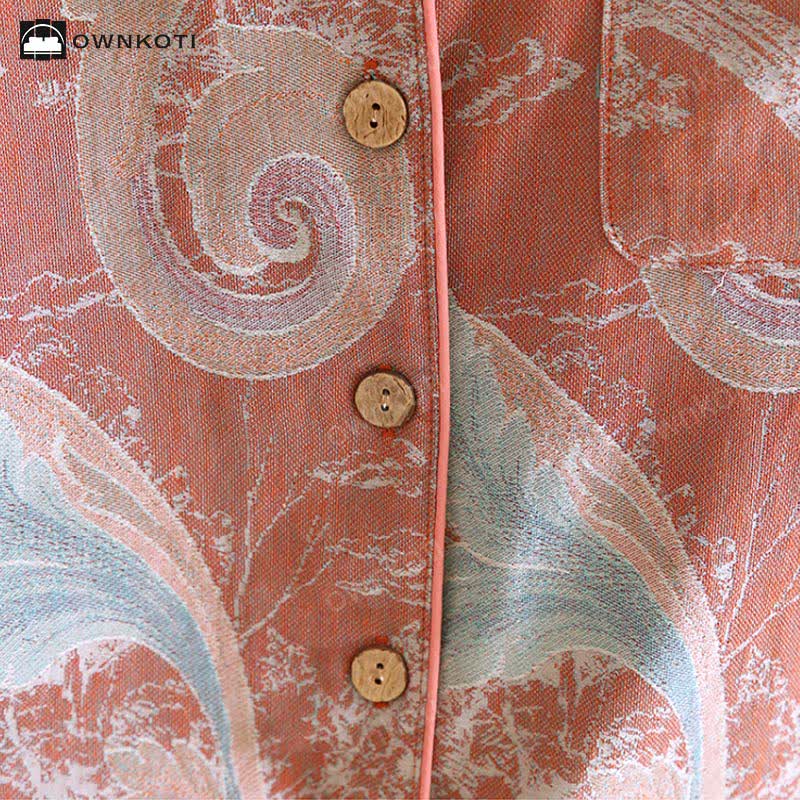 Retro Cotton Gauze Couple Pajama Set - image 7