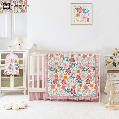 Girly Pink Cotton Crib Bedding Set(3PCS) - Standard - image 0