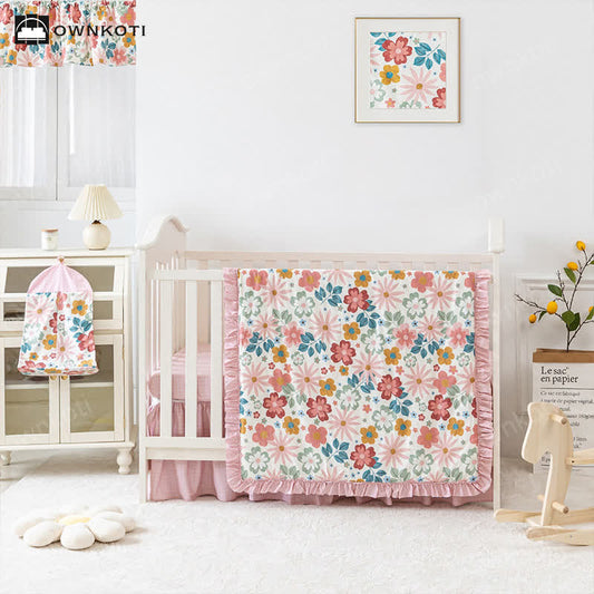 Girly Pink Cotton Crib Bedding Set(3PCS) - Standard - image 0