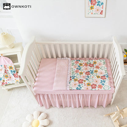 Girly Pink Cotton Crib Bedding Set(3PCS) - image 1