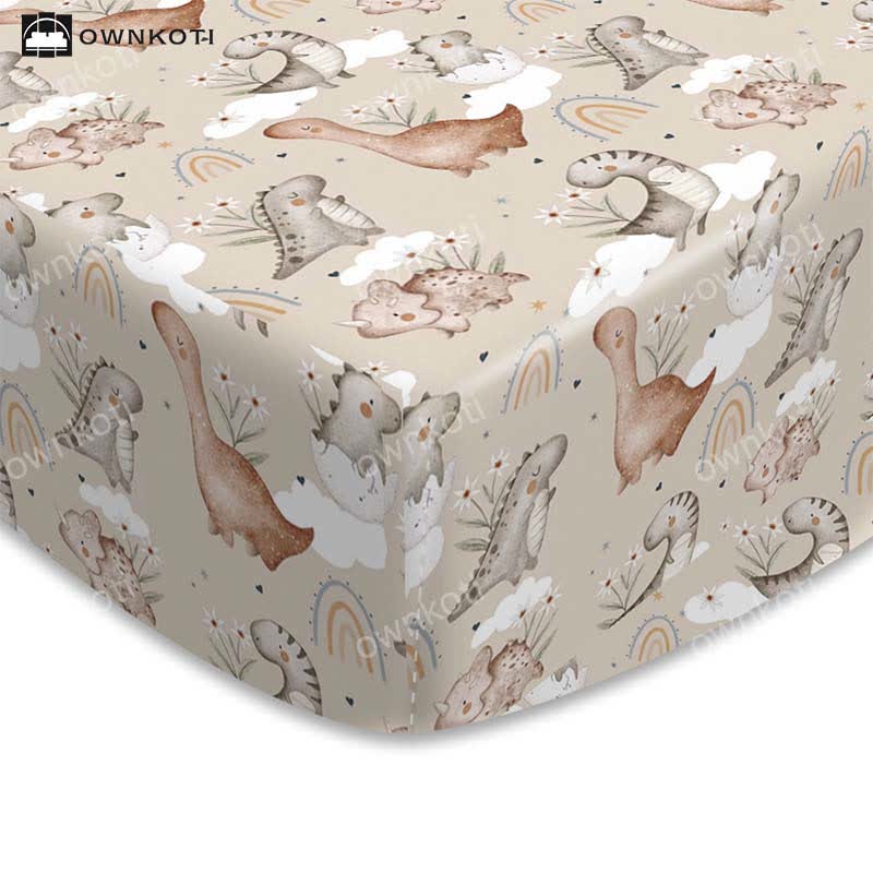 Rainbow Dinosaur Stretchy Soft Crib Sheet - image 3