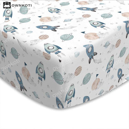 Planet Rocket Breathable Crib Sheet - image 1
