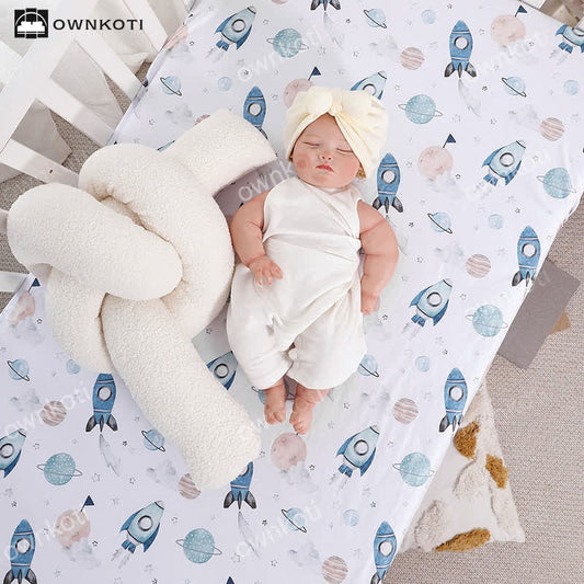 Planet Rocket Breathable Crib Sheet - 51" x 27" x 8" - image 0