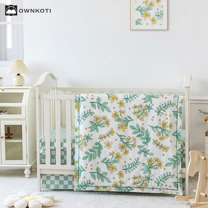 Pure Cotton Floral Crib Bedding Set(3PCS) - Standard - image 0
