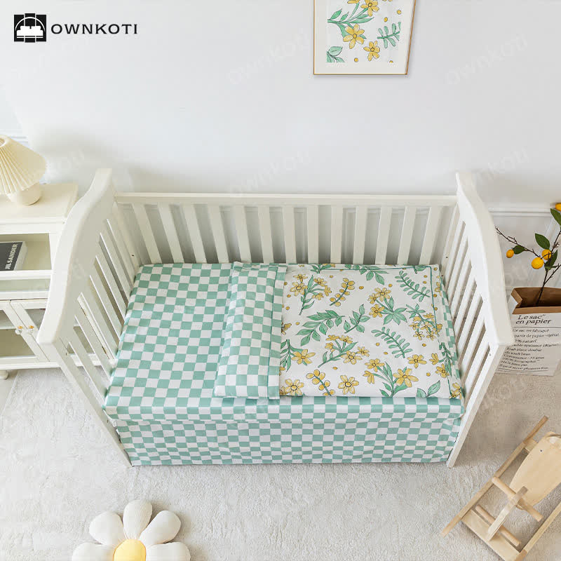 Pure Cotton Floral Crib Bedding Set(3PCS) - image 1