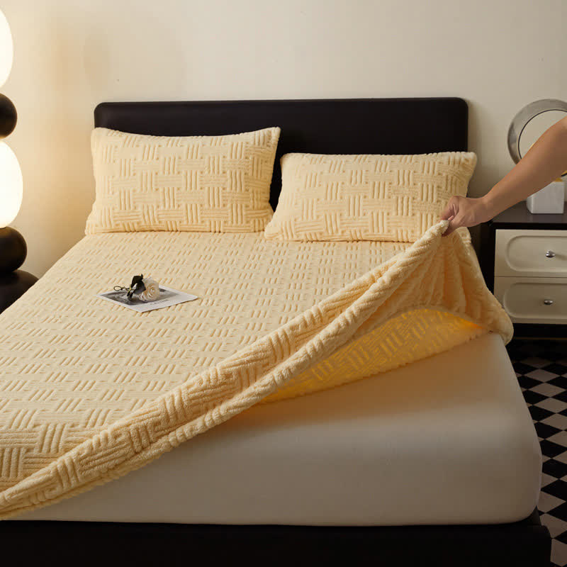  Simple Fleece Winter Warm Fitted Sheet - image 3