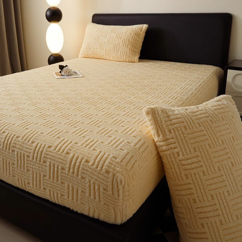  Simple Fleece Winter Warm Fitted Sheet - image 2