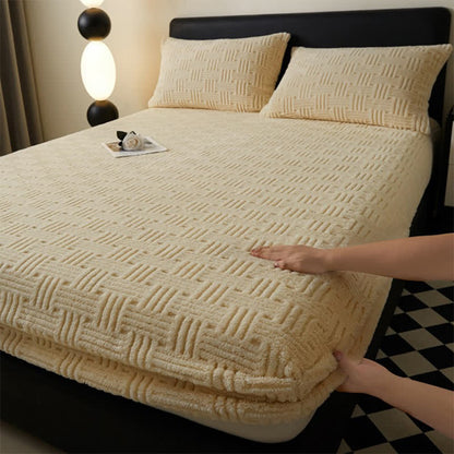  Simple Fleece Winter Warm Fitted Sheet - Creamy Yellow - 2pcs Pillowcases - 19" x 29" - image 13