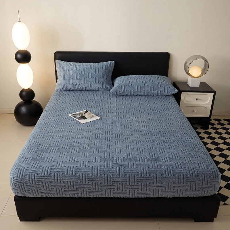  Simple Fleece Winter Warm Fitted Sheet - image 12