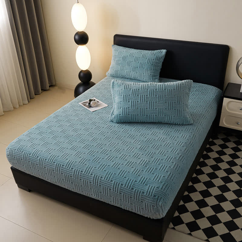  Simple Fleece Winter Warm Fitted Sheet - image 7