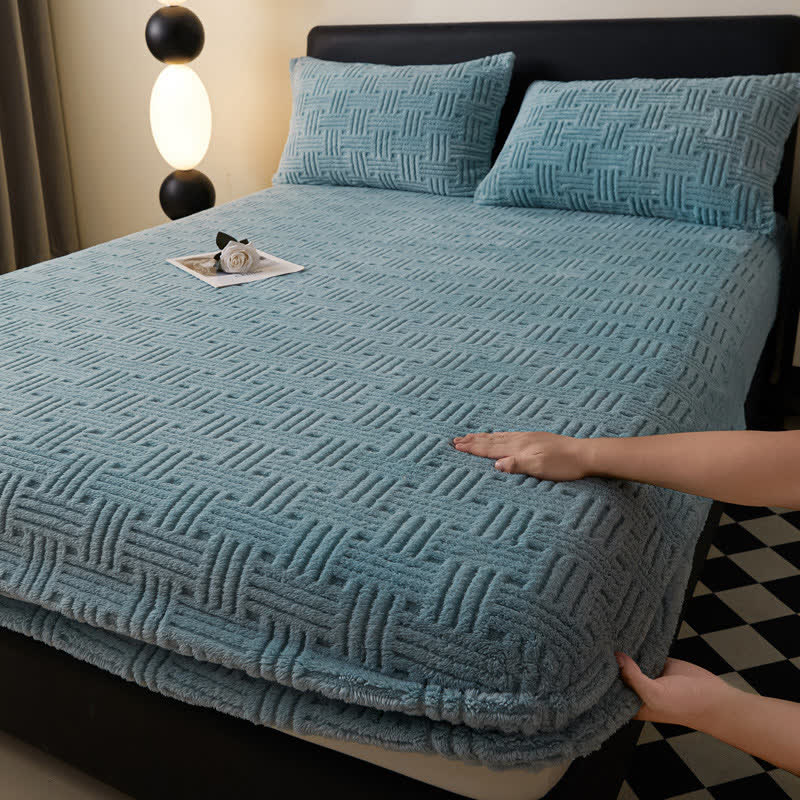  Simple Fleece Winter Warm Fitted Sheet - image 8