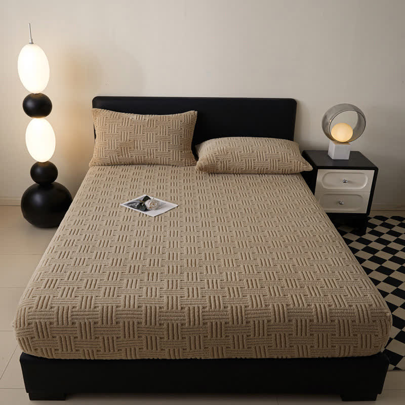  Simple Fleece Winter Warm Fitted Sheet - image 18