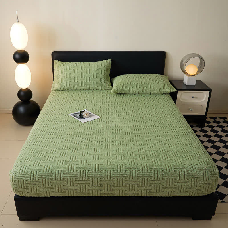  Simple Fleece Winter Warm Fitted Sheet - image 16