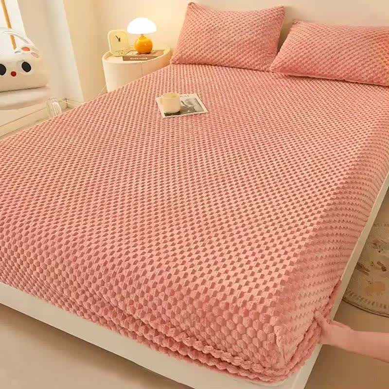 Warm Fleece Solid Color Fitted Sheet - Peachy Pink - Sheet - King - image 8
