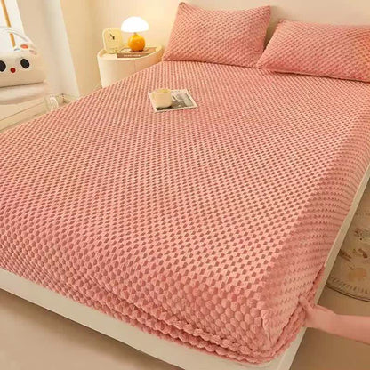 Warm Fleece Solid Color Fitted Sheet - Peachy Pink - Sheet - King - image 8