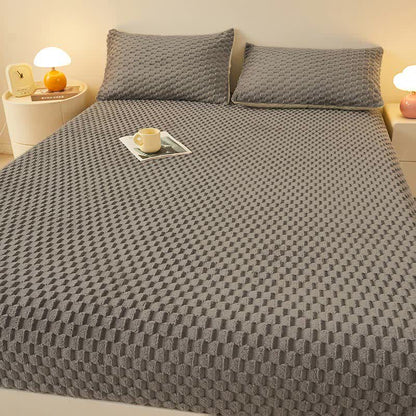 Warm Fleece Solid Color Fitted Sheet - Gray - Sheet - King - image 11