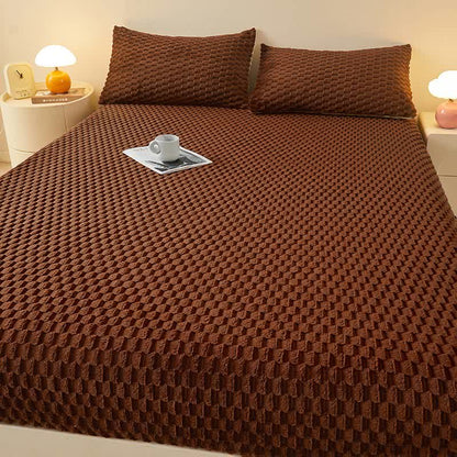 Warm Fleece Solid Color Fitted Sheet - Dark Brown - Sheet - King - image 15
