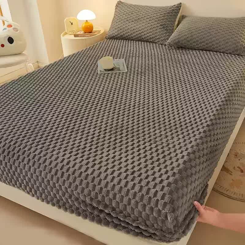 Warm Fleece Solid Color Fitted Sheet - image 10