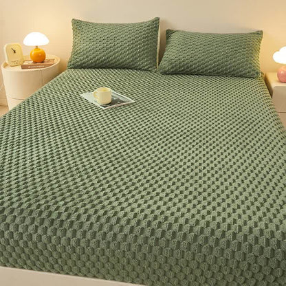 Warm Fleece Solid Color Fitted Sheet - Dark Green - Sheet - King - image 6