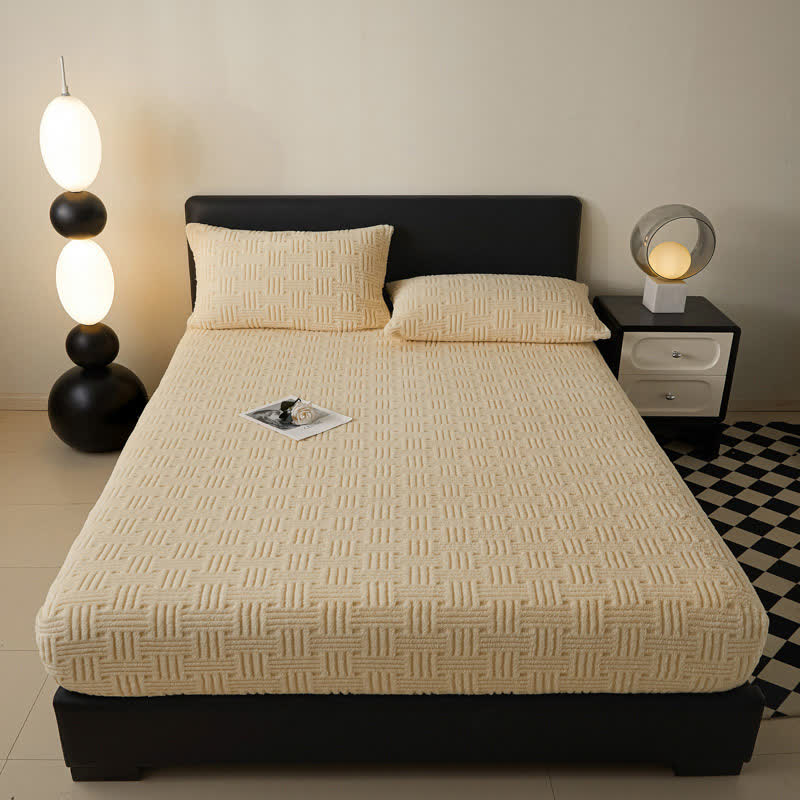  Simple Fleece Winter Warm Fitted Sheet - image 14