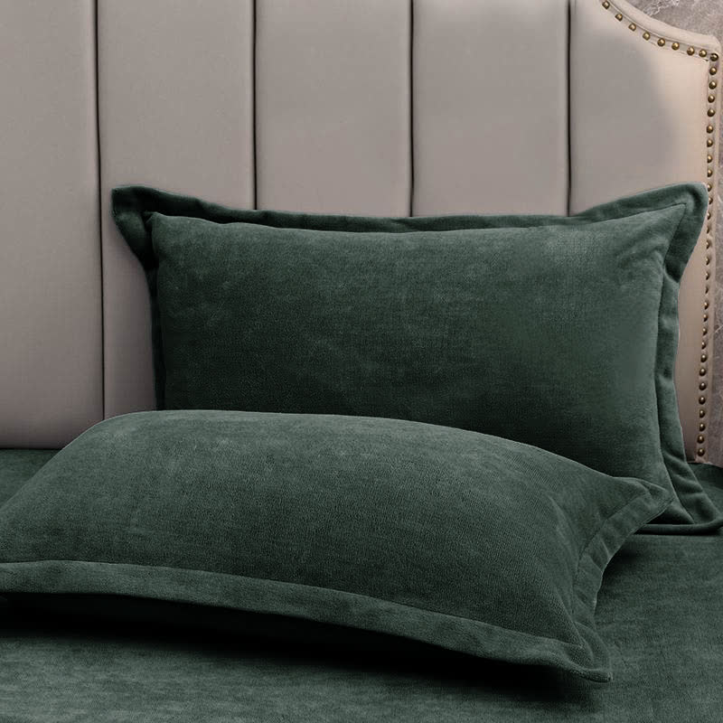 Solid Color Velvety Decorative  Pillowcases(2PCS) - Gray Green - 19" x 29" - image 3