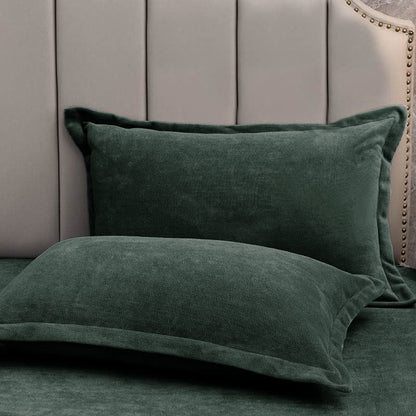 Solid Color Velvety Decorative  Pillowcases(2PCS) - Gray Green - 19" x 29" - image 3