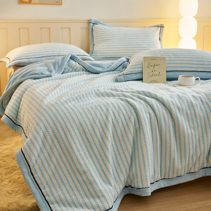 Striped Fleece Duvet Cover Throw Blanket - image 3