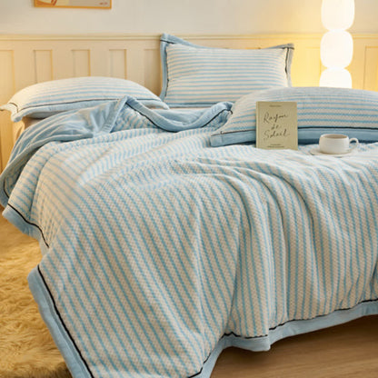 Striped Fleece Duvet Cover Throw Blanket - image 3