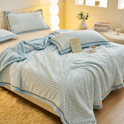 Striped Fleece Duvet Cover Throw Blanket - image 4