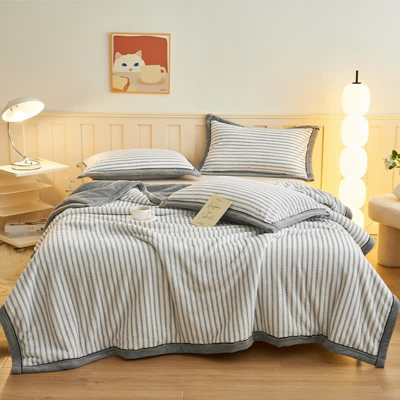Striped Fleece Duvet Cover Throw Blanket - image 8