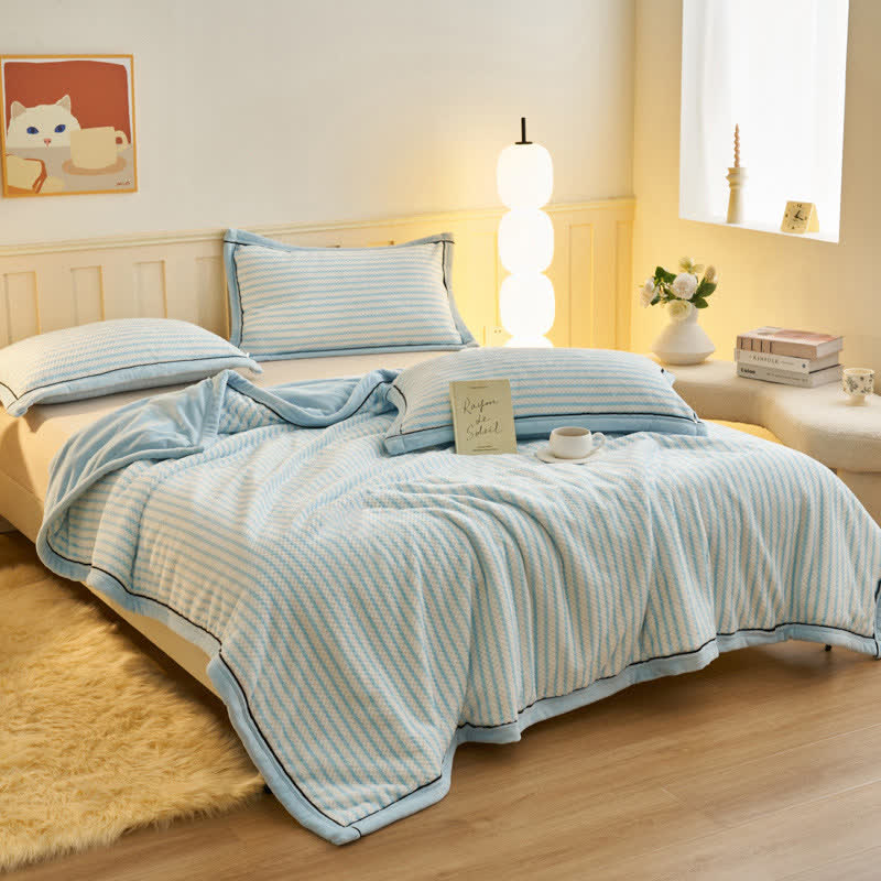 Striped Fleece Duvet Cover Throw Blanket - image 2