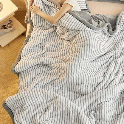 Striped Fleece Duvet Cover Throw Blanket - image 9