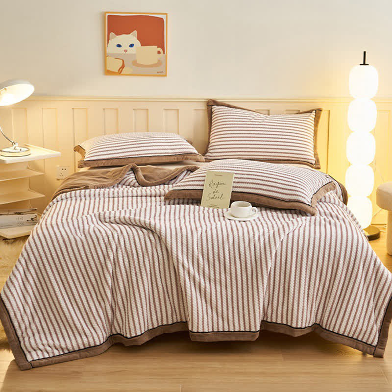 Striped Fleece Duvet Cover Throw Blanket - image 11