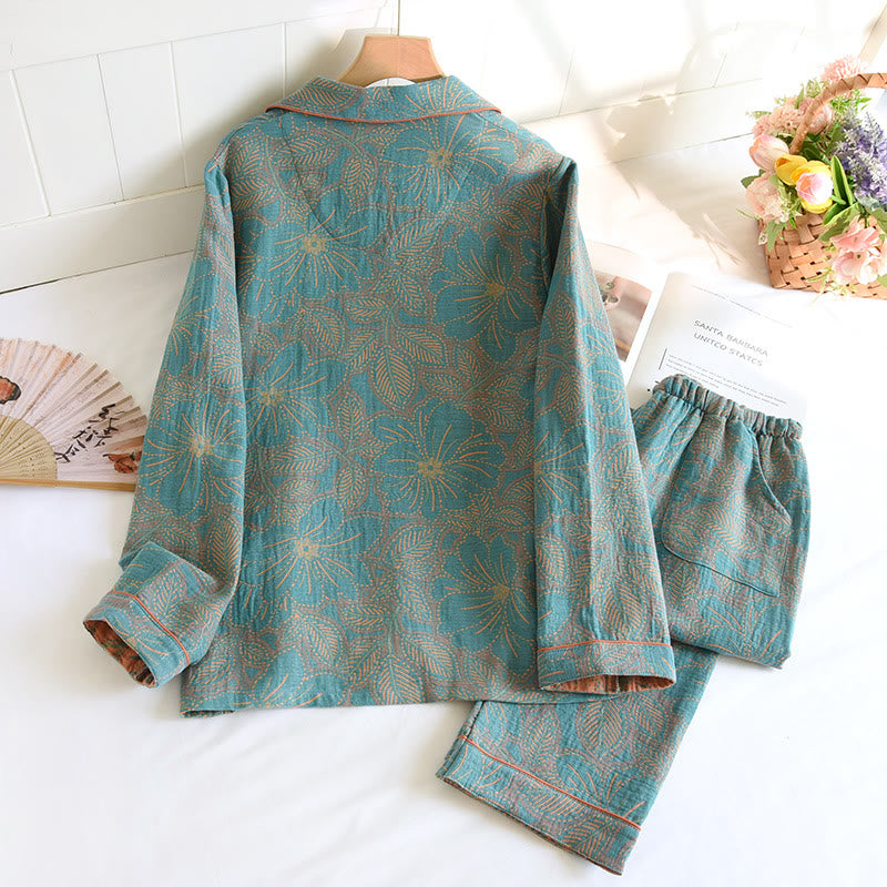 Yarn-dyed Floral Cotton Nightwear Set - image 1