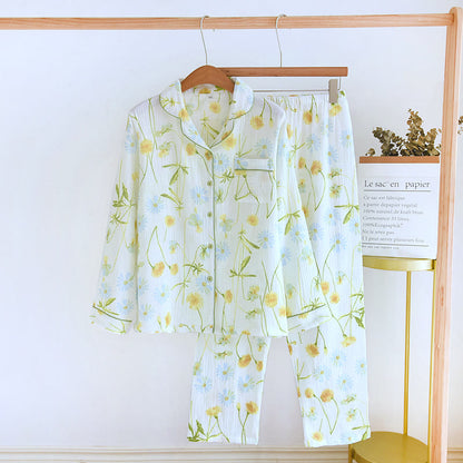 Rural Daisy Cotton Gauze Cardigan Pajama Set - White - XXL - image 9