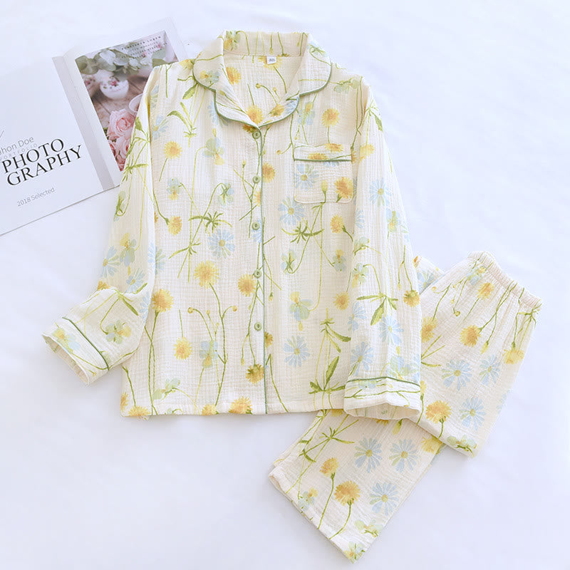 Rural Daisy Cotton Gauze Cardigan Pajama Set - image 2