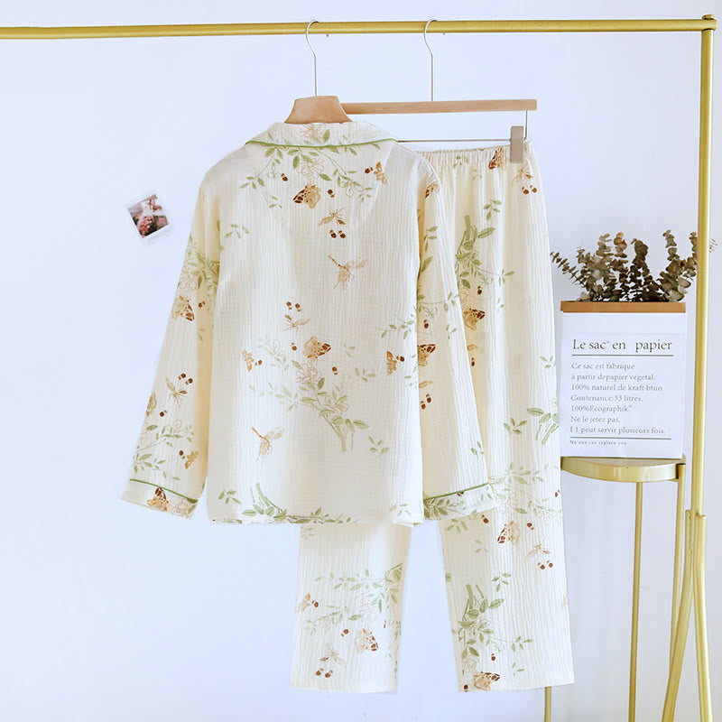Floral Butterfly Cotton Gauze Pajama Set - image 2